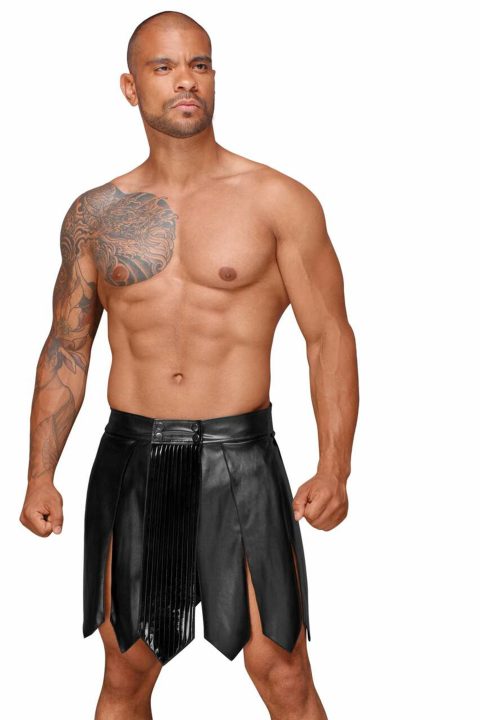 Jupe gladiateur pour homme en cuir écologique avec plis en PVC