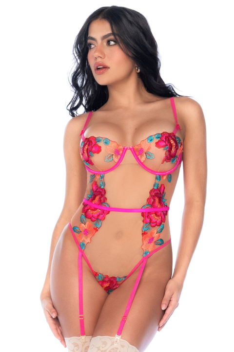 Body en Tulle Brodé Fleuri