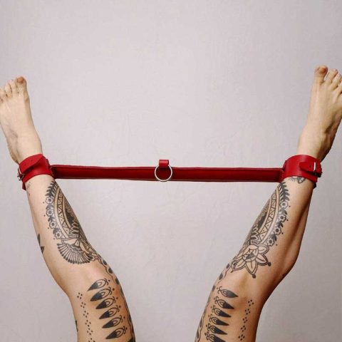 Barre de contrainte cuir et anneau Rouge