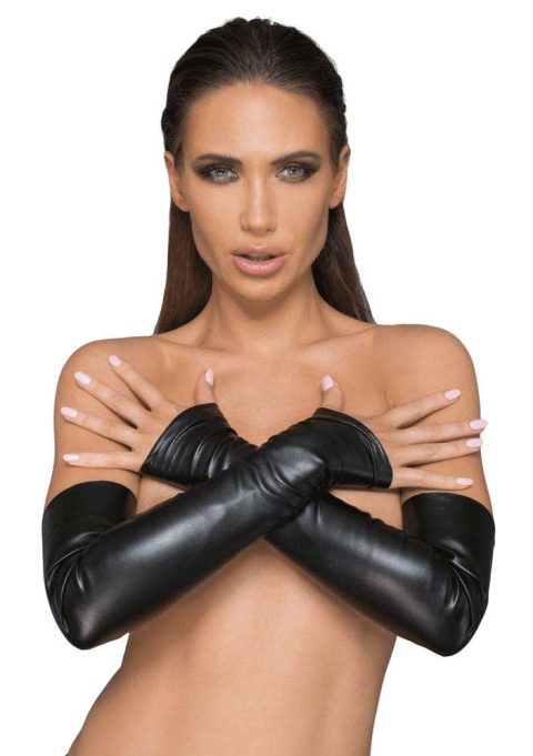 Gants sans doigts en cuir écologique élastique