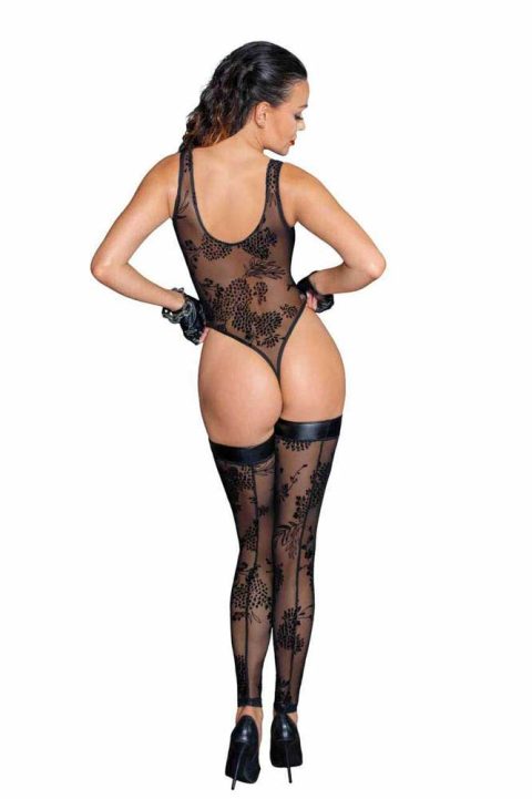 Tulle body avec broderie flock à motifs