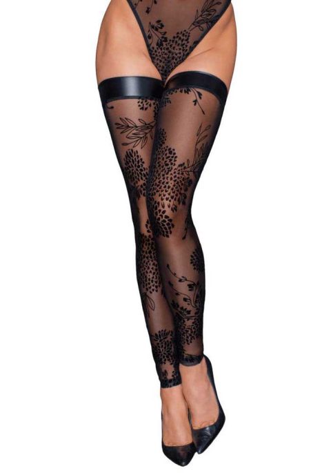 Bas en tulle avec broderie flock à motifs