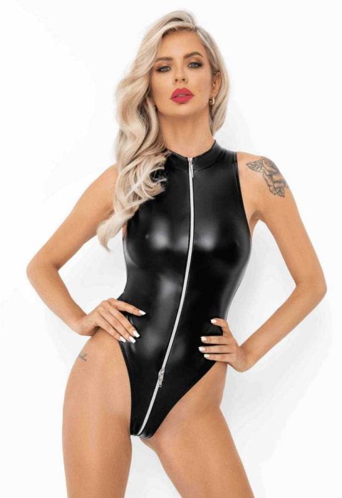 Body Powerwetlook avec fermeture éclair sur le devant