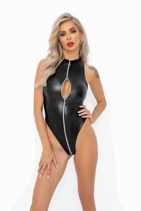 Body Powerwetlook avec fermeture éclair sur le devant