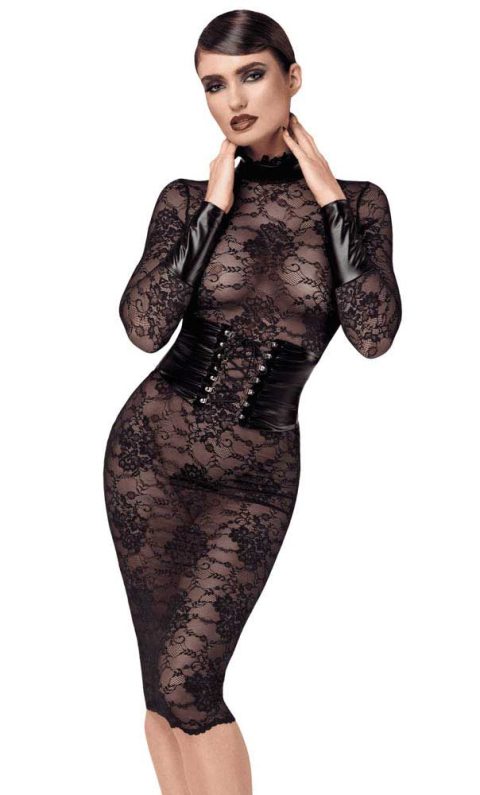 Noirelle Robe corset mi-longue en dentelle