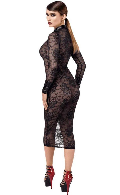 Noirelle Robe à boutons mi-longue en dentelle