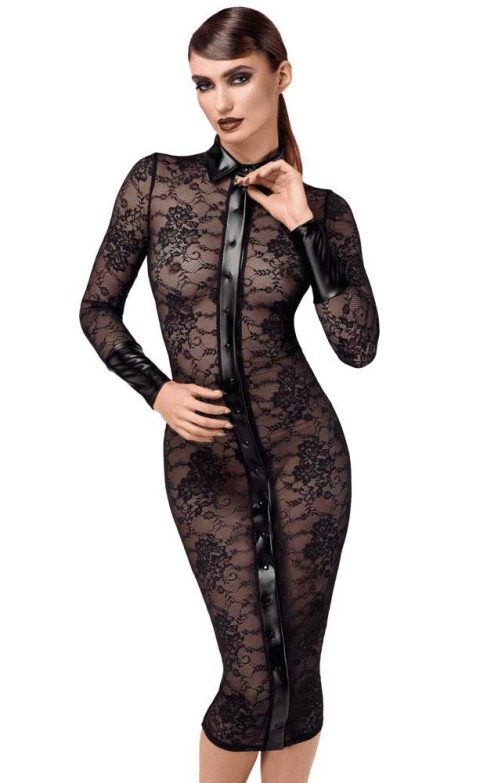 Noirelle Robe à boutons mi-longue en dentelle